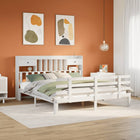 Bed met boekenkast zonder matras grenenhout wit 180x200 cm