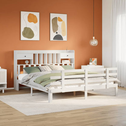 Bed met boekenkast zonder matras grenenhout wit 180x200 cm