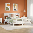 Bed met boekenkast zonder matras grenenhout wit 200x200 cm