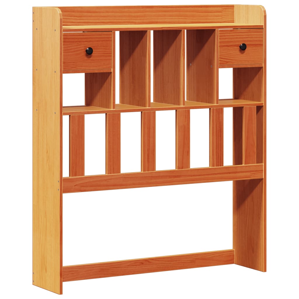 Bed met boekenkast zonder matras grenenhout wasbruin 100x200 cm
