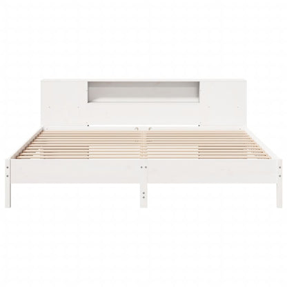 Bed met boekenkast zonder matras grenenhout wit 200x200 cm