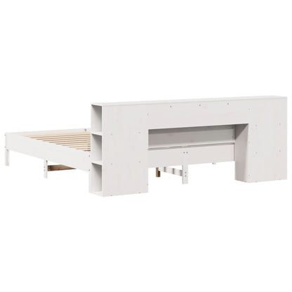 Bed met boekenkast zonder matras grenenhout wit 200x200 cm