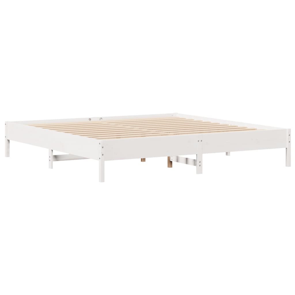 Bed met boekenkast zonder matras grenenhout wit 200x200 cm