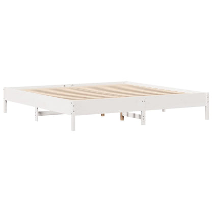 Bed met boekenkast zonder matras grenenhout wit 200x200 cm