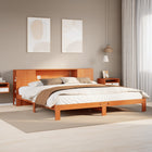 Bed met boekenkast zonder matras grenenhout wasbruin 180x200 cm