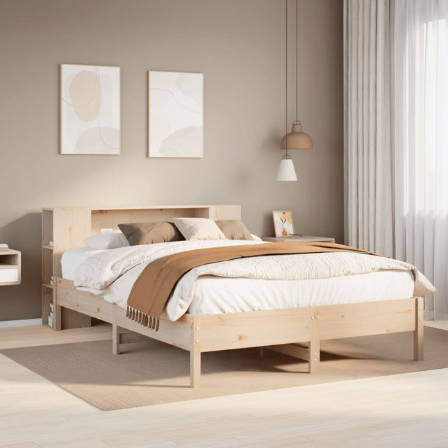 Bed met boekenkast zonder matras massief grenenhout 160x200 cm