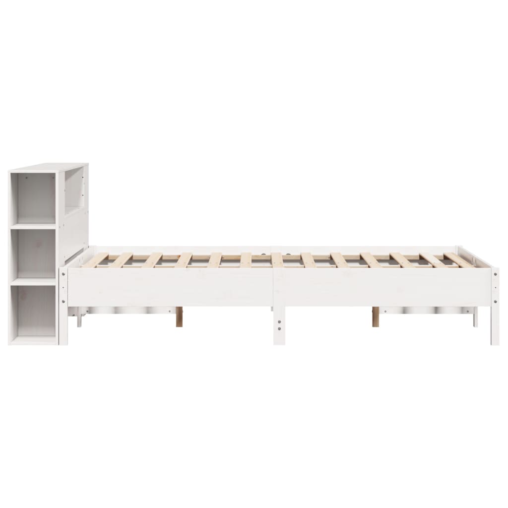 Bed met boekenkast zonder matras grenenhout wit 160x200 cm
