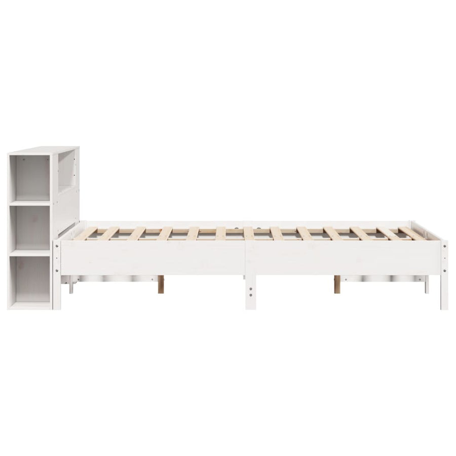 Bed met boekenkast zonder matras grenenhout wit 160x200 cm