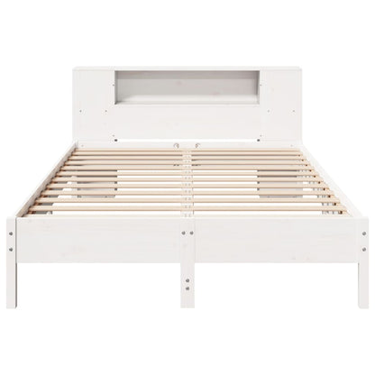 Bed met boekenkast zonder matras grenenhout wit 150x200 cm