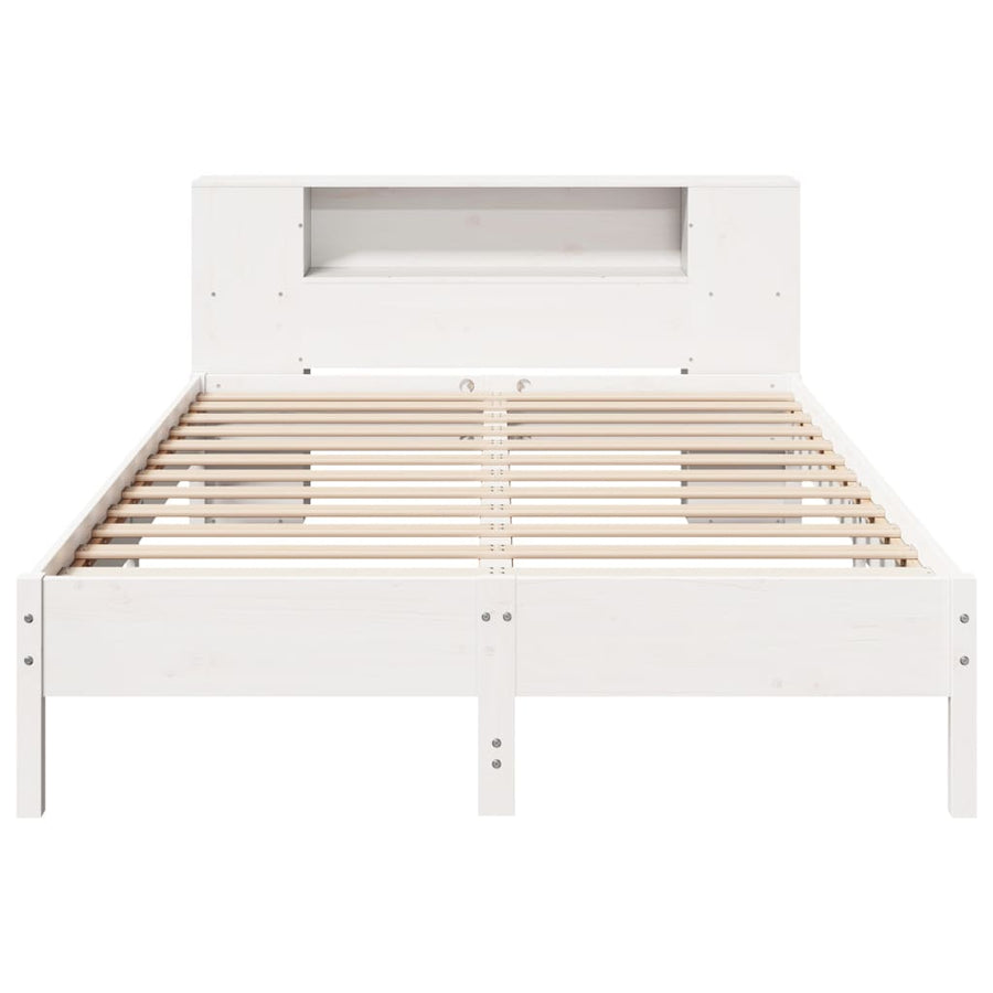 Bed met boekenkast zonder matras grenenhout wit 150x200 cm