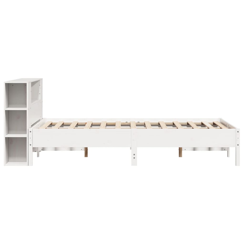 Bed met boekenkast zonder matras grenenhout wit 150x200 cm