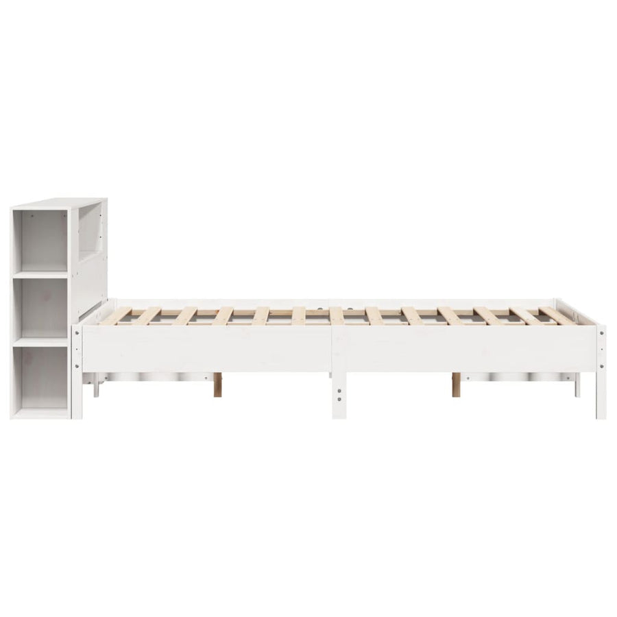 Bed met boekenkast zonder matras grenenhout wit 150x200 cm