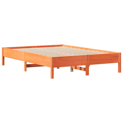 Bed met boekenkast zonder matras grenenhout wasbruin 150x200 cm