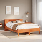 Bed met boekenkast zonder matras grenenhout wasbruin 150x200 cm