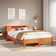 Bed 150x200 cm grenenhout wasbruin met boekenkast