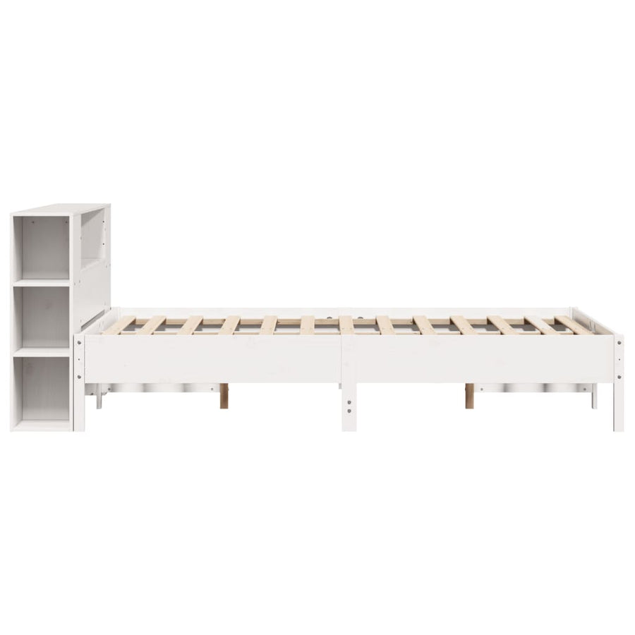 Bed met boekenkast zonder matras grenenhout wit 140x200 cm