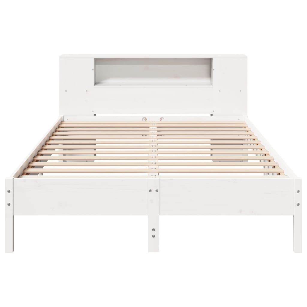 Bed met boekenkast zonder matras grenenhout wit 120x200 cm