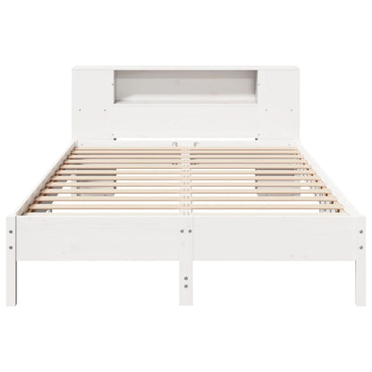 Bed met boekenkast zonder matras grenenhout wit 120x200 cm