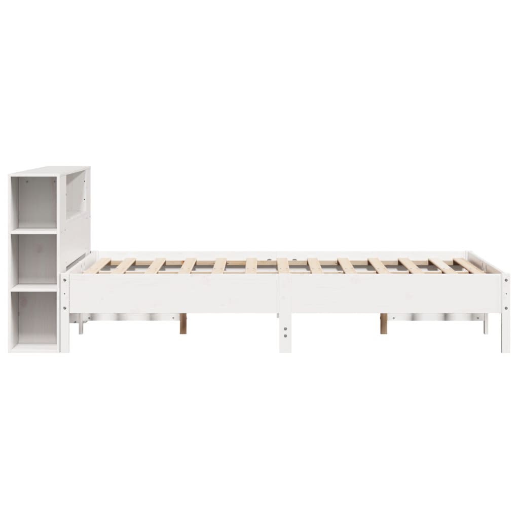 Bed met boekenkast zonder matras grenenhout wit 120x200 cm