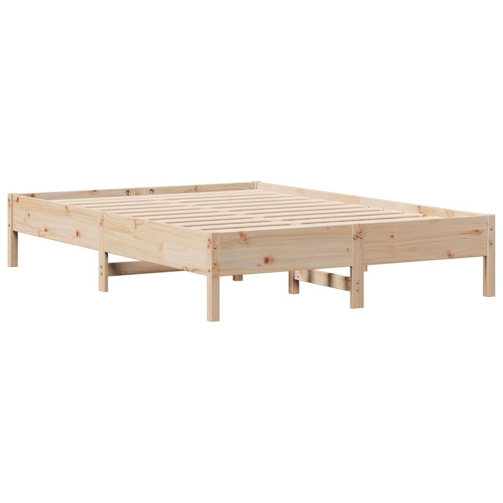 Bed met boekenkast zonder matras massief grenenhout 140x190 cm