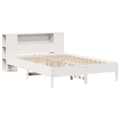 Bed met boekenkast zonder matras grenenhout wit 140x190 cm