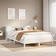 Bed grenenhout wit 140x190 cm met boekenkast
