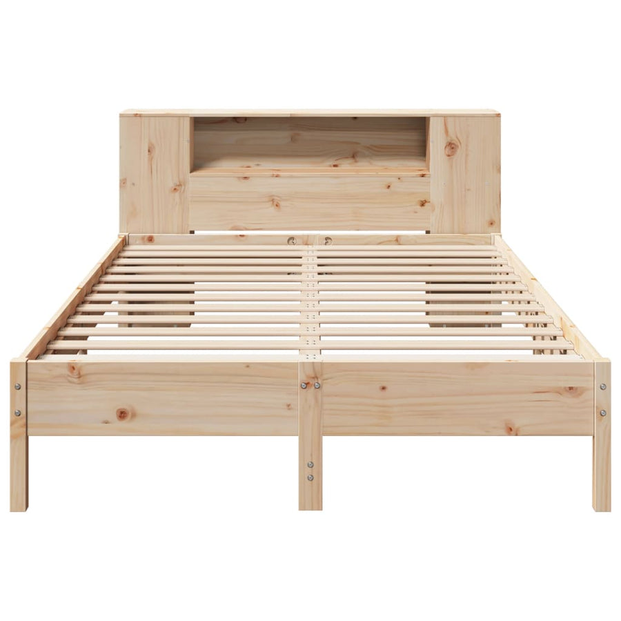 Bed met boekenkast zonder matras massief grenenhout 135x190 cm