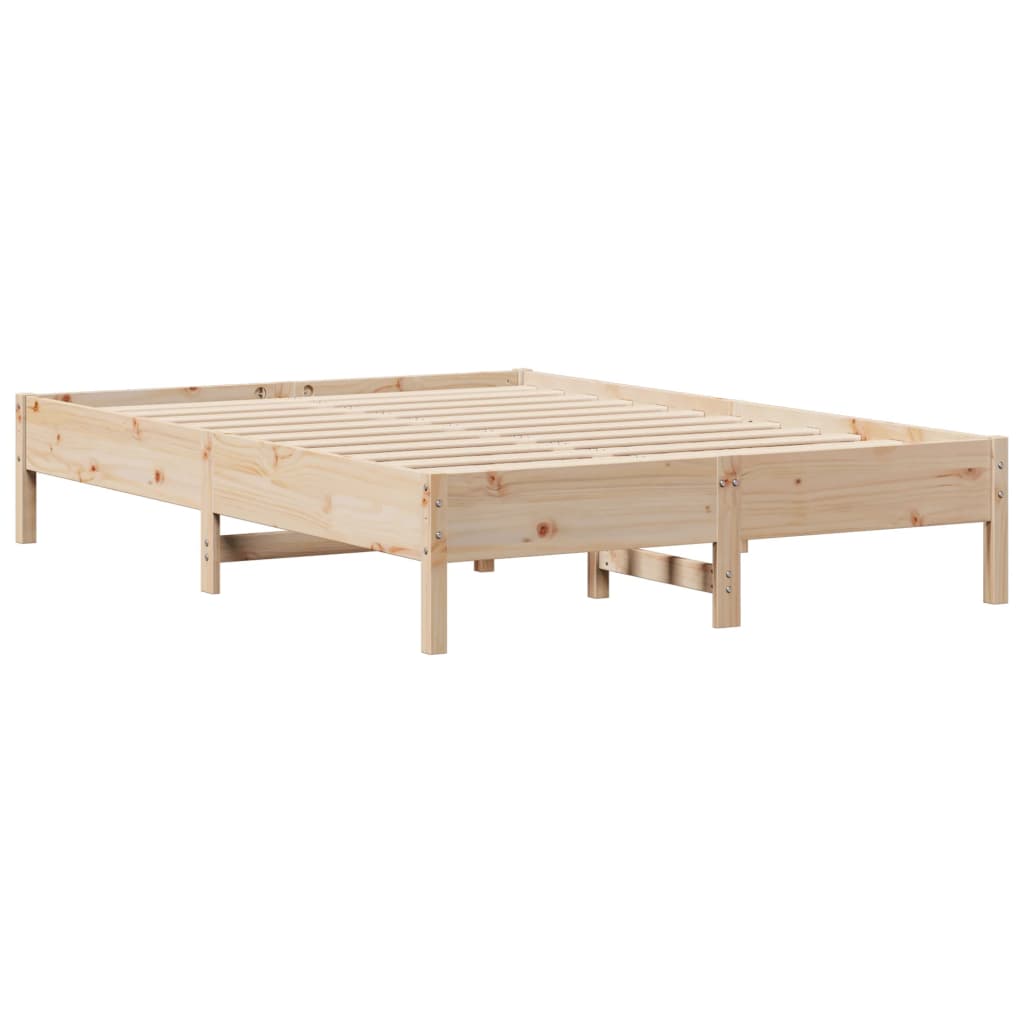 Bed met boekenkast zonder matras massief grenenhout 135x190 cm