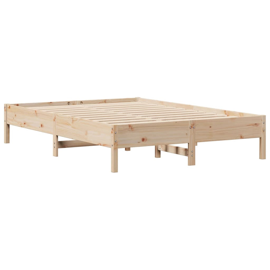 Bed met boekenkast zonder matras massief grenenhout 135x190 cm