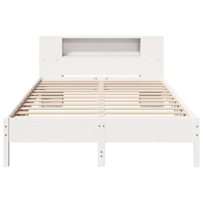 Bed met boekenkast zonder matras grenenhout wit 135x190 cm