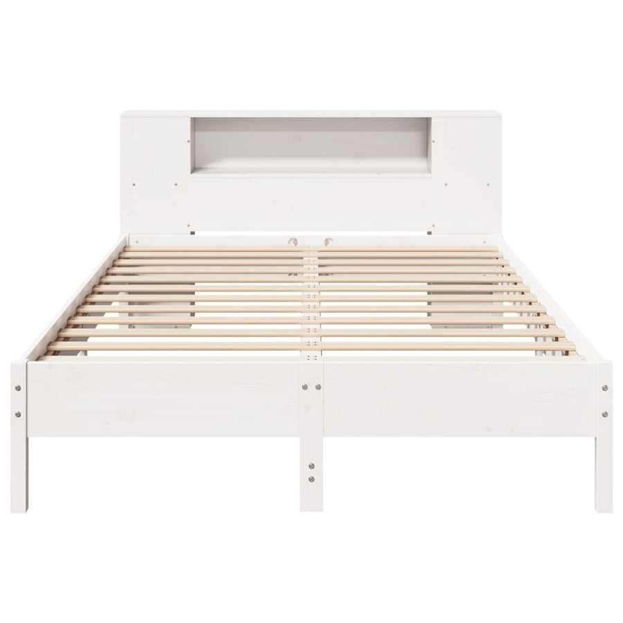 Bed met boekenkast zonder matras grenenhout wit 135x190 cm