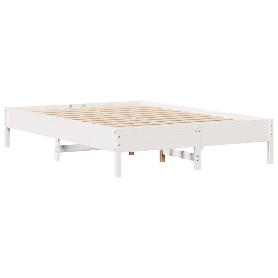 Bed met boekenkast zonder matras grenenhout wit 135x190 cm