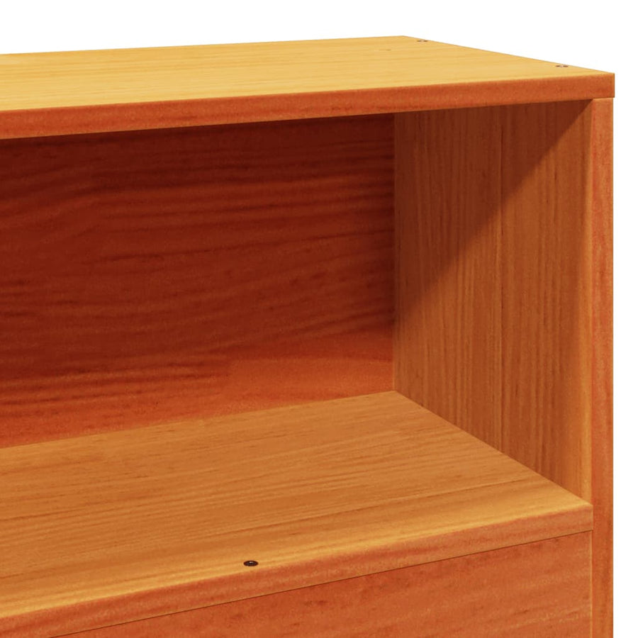 Bed met boekenkast zonder matras grenenhout wasbruin 100x200 cm