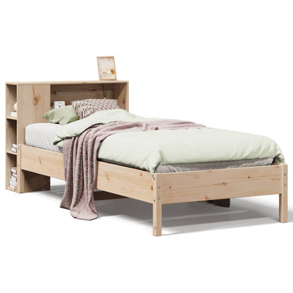 Bed met boekenkast zonder matras massief grenenhout 75x190 cm