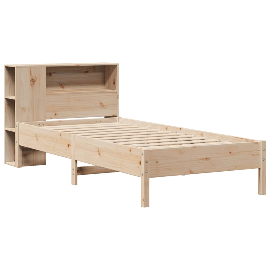 Bed met boekenkast zonder matras massief grenenhout 75x190 cm