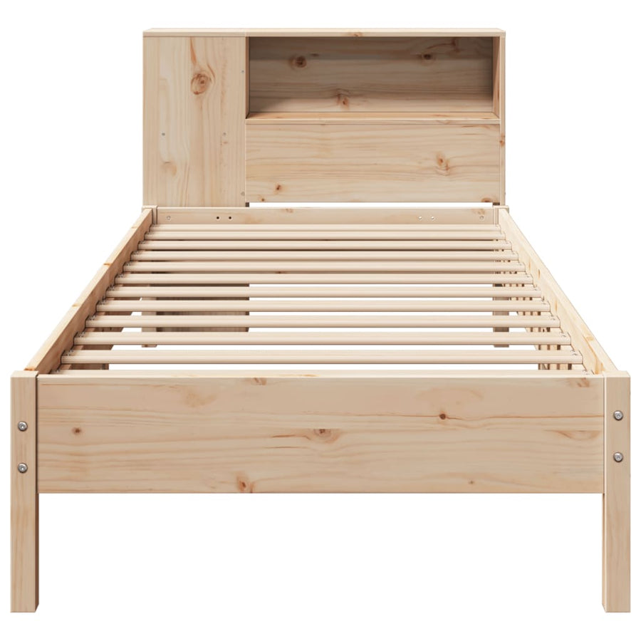 Bed met boekenkast zonder matras massief grenenhout 75x190 cm