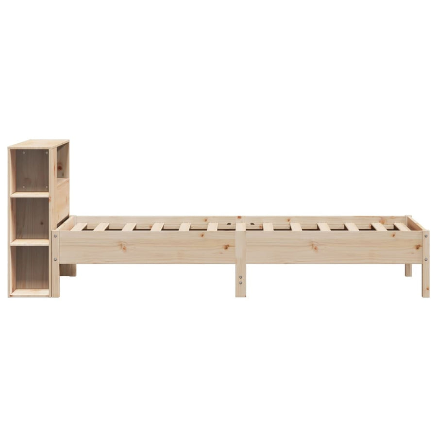 Bed met boekenkast zonder matras massief grenenhout 75x190 cm