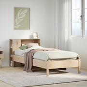 Bed 75x190 cm massief grenenhout met boekenkast