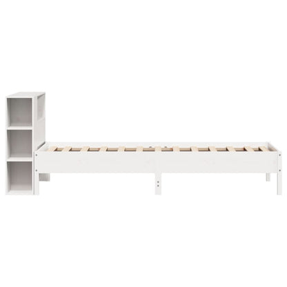 Bed met boekenkast zonder matras grenenhout wit 75x190 cm
