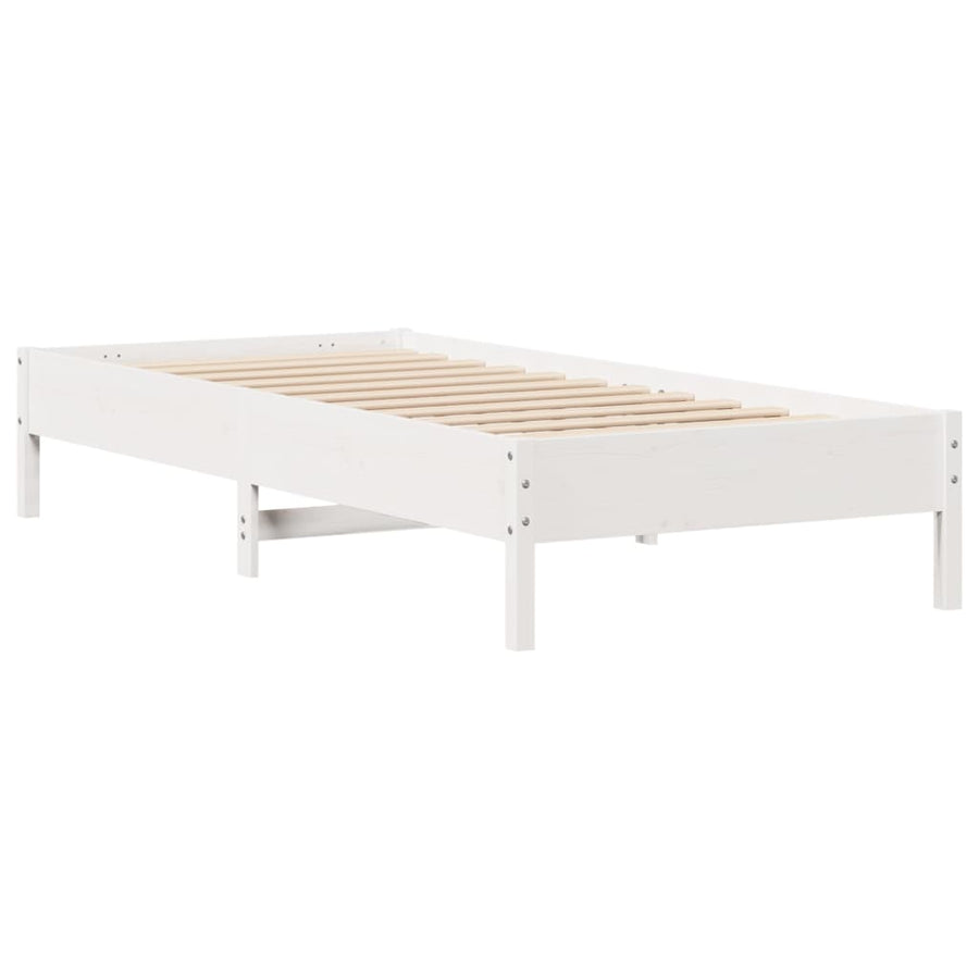 Bed met boekenkast zonder matras grenenhout wit 75x190 cm