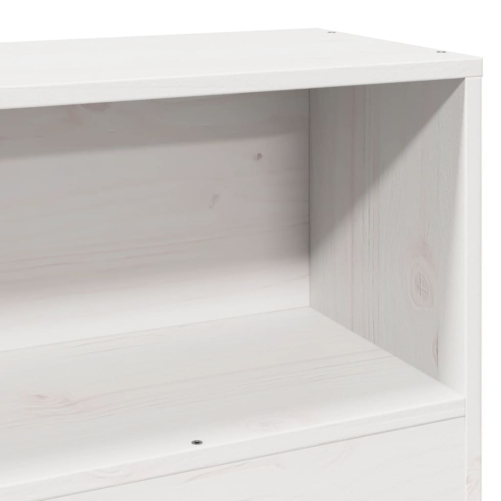 Bed met boekenkast zonder matras grenenhout wit 75x190 cm