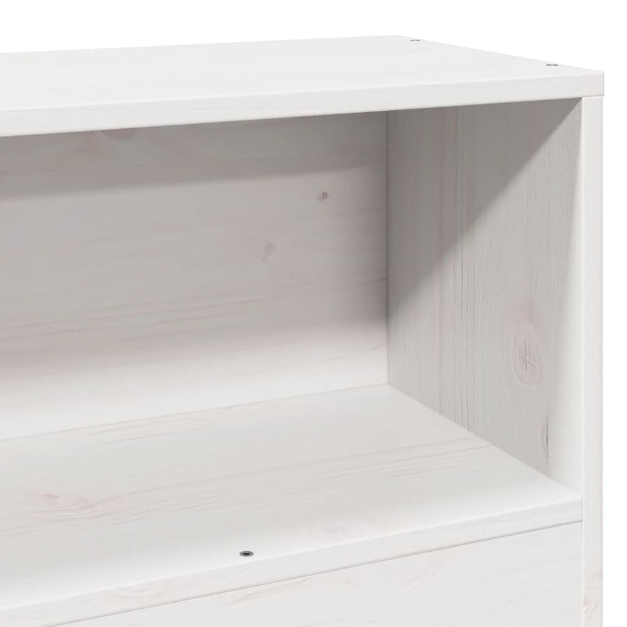 Bed met boekenkast zonder matras grenenhout wit 75x190 cm