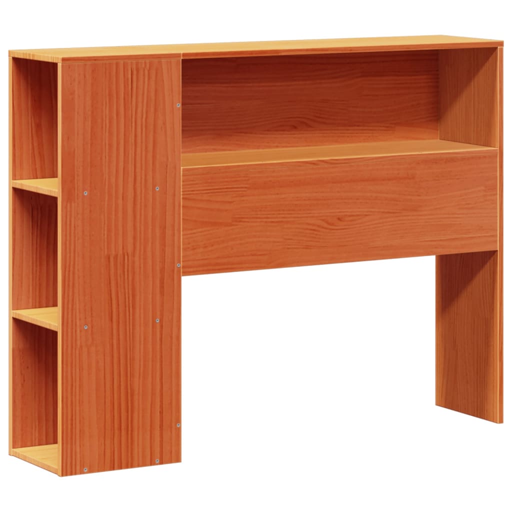 Bed met boekenkast zonder matras grenenhout wasbruin 75x190 cm