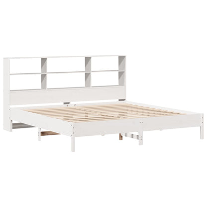 Bed met boekenkast zonder matras grenenhout wit 180x200 cm