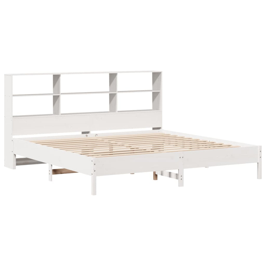 Bed met boekenkast zonder matras grenenhout wit 180x200 cm
