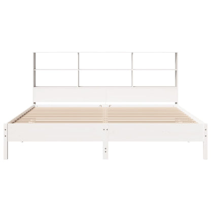 Bed met boekenkast zonder matras grenenhout wit 180x200 cm