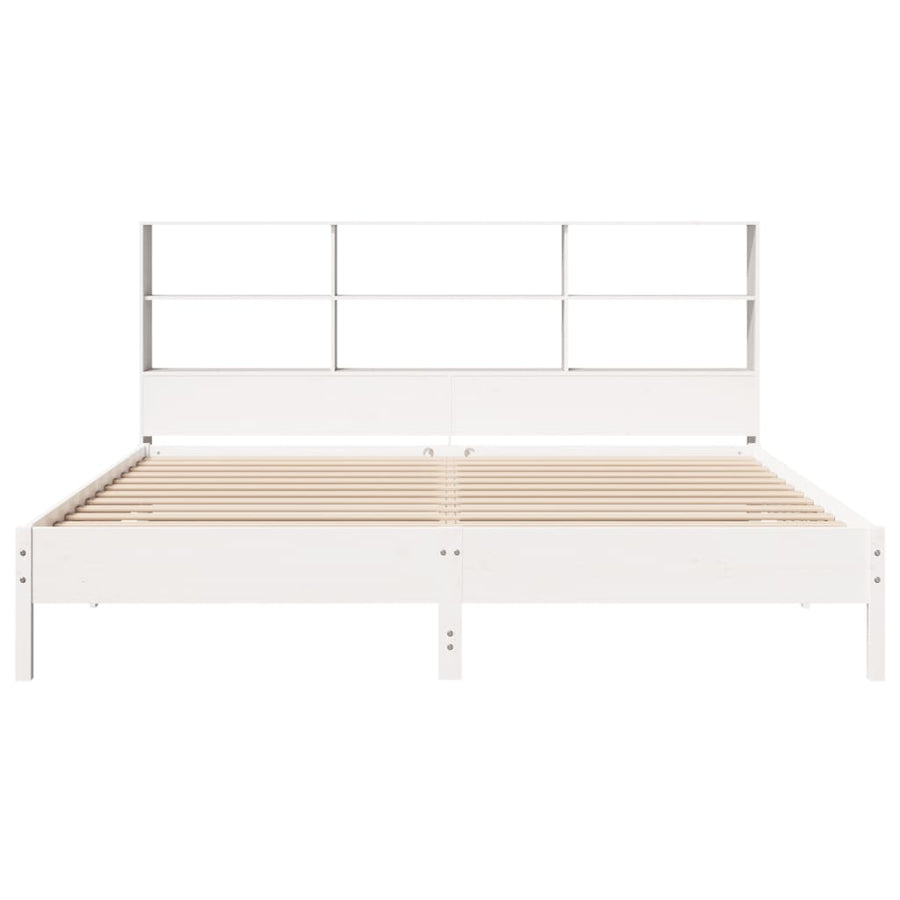 Bed met boekenkast zonder matras grenenhout wit 180x200 cm