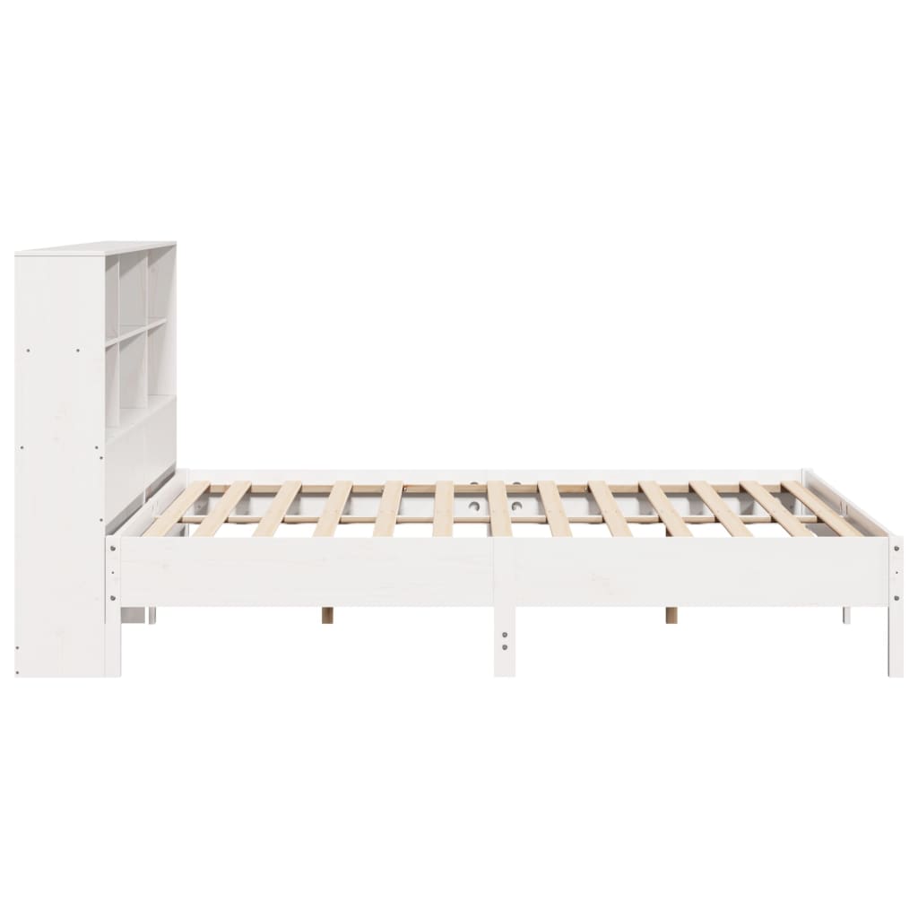 Bed met boekenkast zonder matras grenenhout wit 180x200 cm