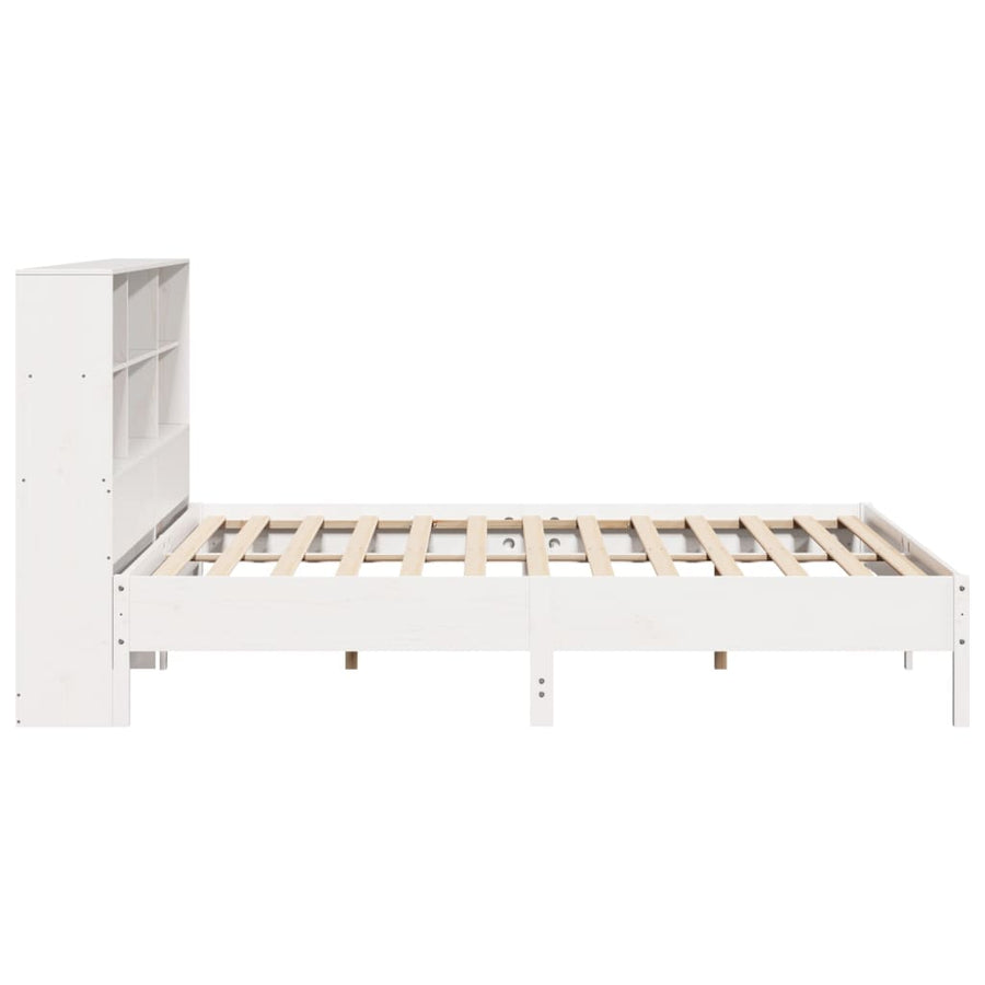 Bed met boekenkast zonder matras grenenhout wit 180x200 cm