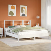 Bed grenenhout wit 180x200 cm met boekenkast